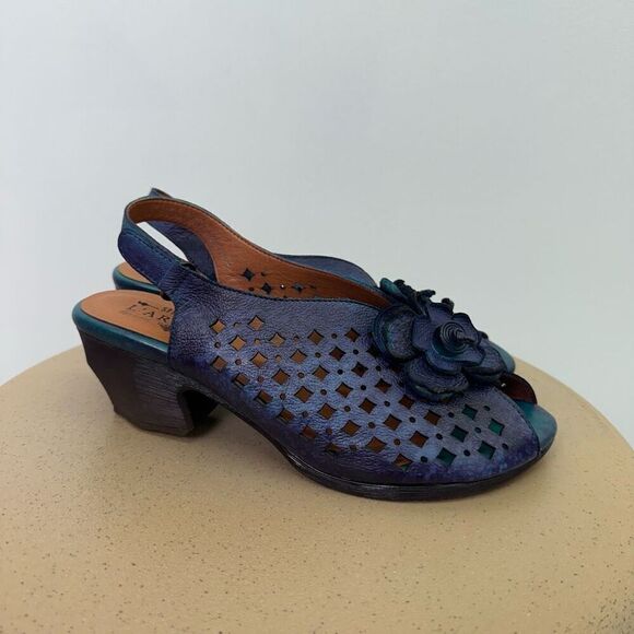 Spring Step L’Artiste Women’s Lovella Blum Blue Multi Leather Flower Appliqué L - Picture 13 of 15